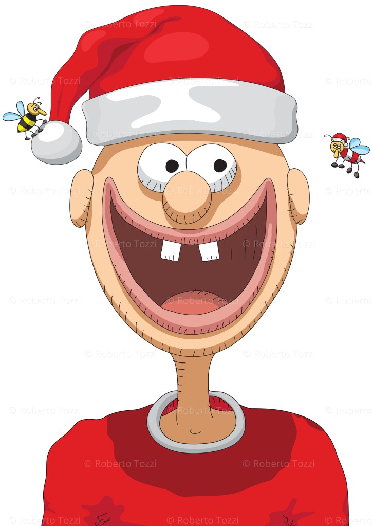 Personaggio con cappello di Babbo Natale, illustrazione vettoriale.