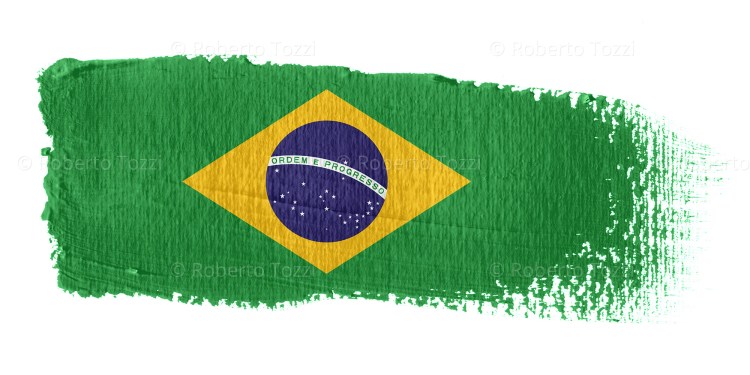 Bandiera del Brasile pennellata, dipinto digitale.