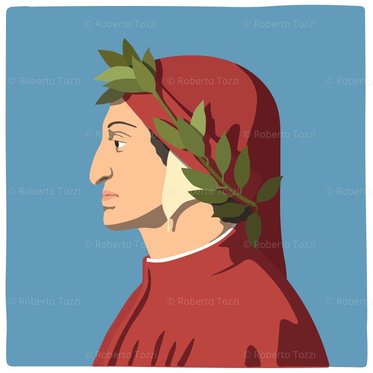 Dante Alighieri, illustrazione vettoriale.
