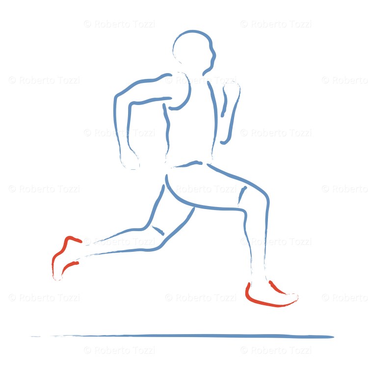 Illustrazione vettoriale stilizzata con atleta impegnato in una gara di velocità.