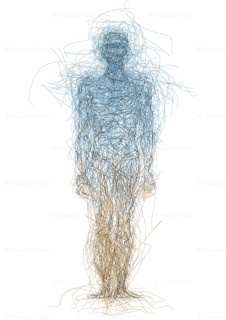 Illustrazione stilizzata di una forma umana, vettoriale.